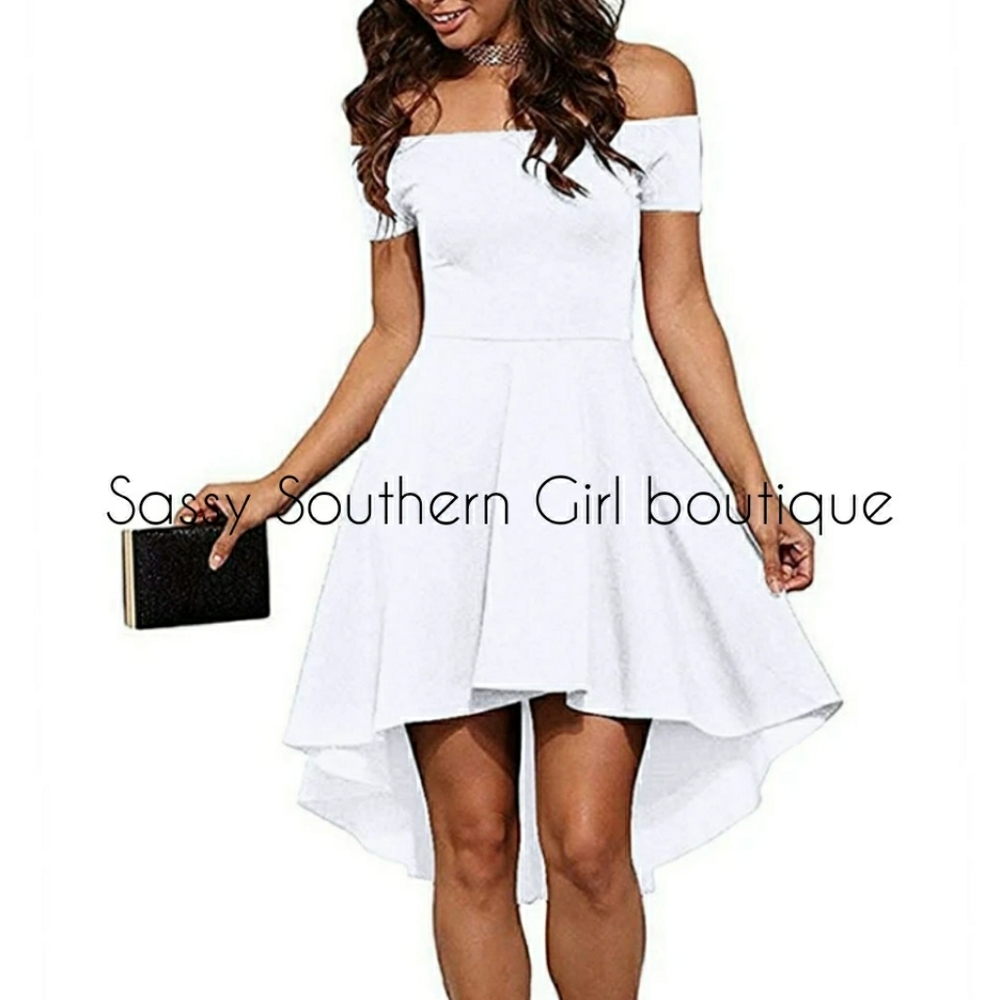 🆕⭐White off shoulder high-low dress⭐